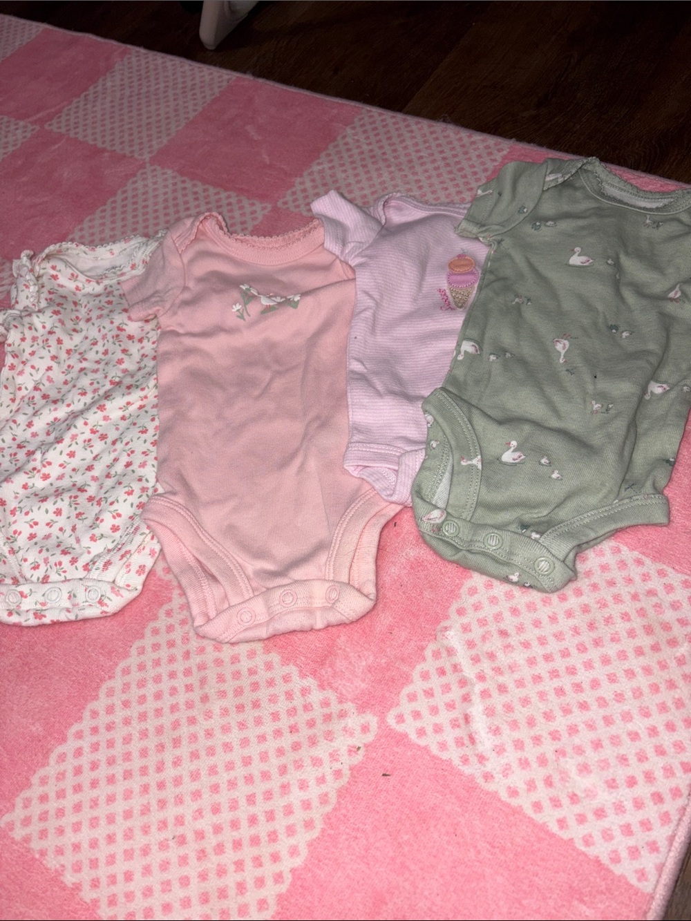Carter's Pink, Light Pink & Sage Green Baby One-Piece Bodysuit Set